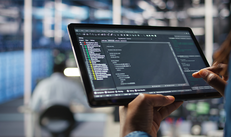 タブレットでシステムを確認するイメージ